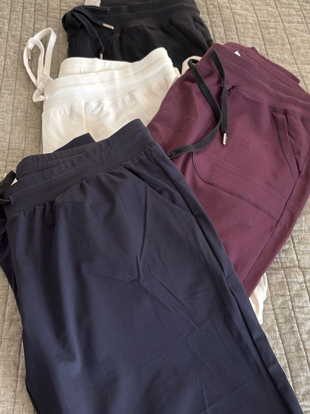 Lot of 4 ZYIA Women's Track Joggers in Black, White, Navy, Burgundy